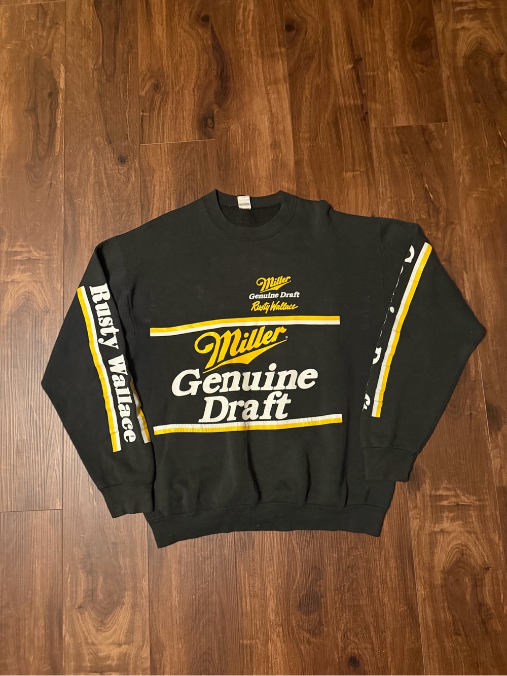 Vtg 90s Rusty Wallace Miller Genuine Draft Long Sleeve Sweat Shirt XXL NASCAR
